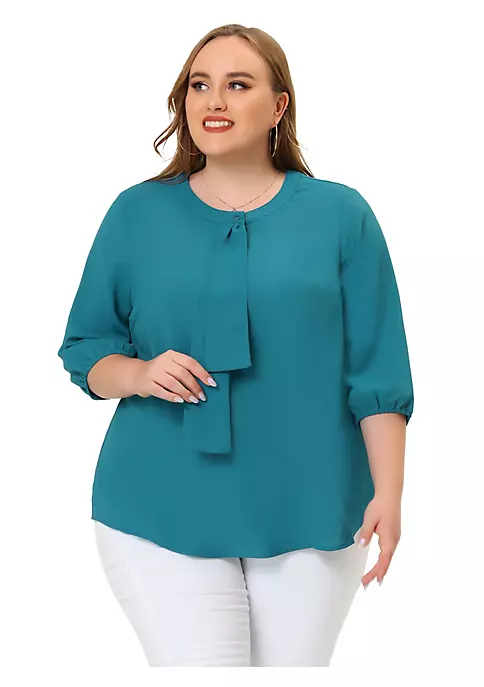 Agnes Orinda Women's Plus Size Tops Work Round Neck Ruffle Chiffon Blouse Top Mothers Day 15 Agnes Orinda Women's Plus Size Tops Work Round Neck Ruffle Chiffon Blouse Top Mothers Day - Image 13