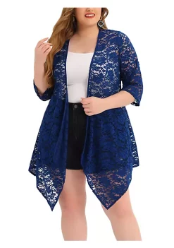 Agnes Orinda Plus Size Cardigans for Women Open Front 3/4 Sleeves Crochet Cover Ups Jackets -Agnes Orinda Store Belk 852