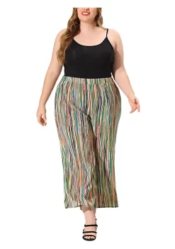 Agnes Orinda Plus Size Palazzo Pant for Women Boho Wide Leg Paper Bag Pants