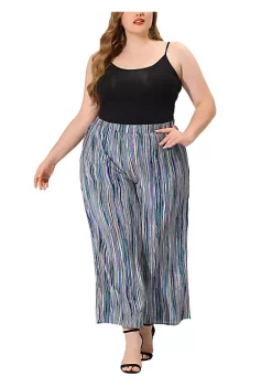 Agnes Orinda Plus Size Palazzo Pant for Women Boho Wide Leg Paper Bag Pants -Agnes Orinda Store Belk 862