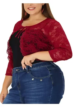 Agnes Orinda Shrug Top for Women's Plus Size Tie Front Floral Lace Office Sheer Crop Cardigan 22 Agnes Orinda Shrug Top for Women's Plus Size Tie Front Floral Lace Office Sheer Crop Cardigan -Agnes Orinda Store Belk 885