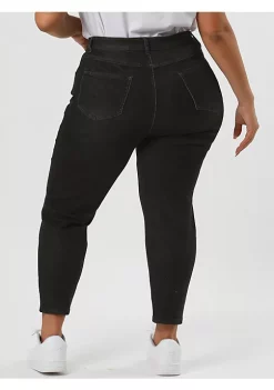 Agnes Orinda Women's Plus Size Denim Jeans Mid Rise Stretch Washed Skinny Casual Pants -Agnes Orinda Store Belk 897