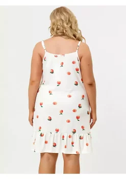 Agnes Orinda Plus Size Nightgown for Women Cami Fruit Printed Ruffle Hem Sleepwear -Agnes Orinda Store Belk 905
