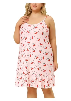 Agnes Orinda Plus Size Nightgown for Women Cami Fruit Printed Ruffle Hem Sleepwear -Agnes Orinda Store Belk 908