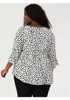Agnes Orinda Plus Size Polka Dots Blouses for Women V Neck 3/4 Ruffle Sleeve Peplum Tops -Agnes Orinda Store Belk 918