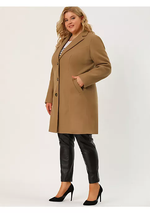 Agnes Orinda Women's Plus Size Winter Coats Elegant Notched Lapel Single Breasted Trench Coat 4 Agnes Orinda Women's Plus Size Winter Coats Elegant Notched Lapel Single Breasted Trench Coat - Image 2