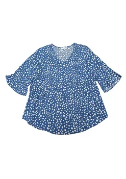 Agnes Orinda Plus Size Polka Dots Blouses for Women V Neck 3/4 Ruffle Sleeve Peplum Tops -Agnes Orinda Store Belk 921