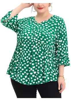 Agnes Orinda Plus Size Polka Dots Blouses for Women V Neck 3/4 Ruffle Sleeve Peplum Tops -Agnes Orinda Store Belk 922