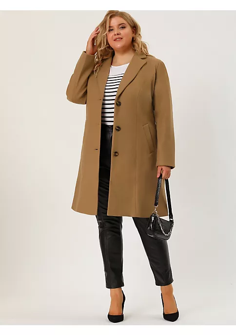 Agnes Orinda Women's Plus Size Winter Coats Elegant Notched Lapel Single Breasted Trench Coat 5 Agnes Orinda Women's Plus Size Winter Coats Elegant Notched Lapel Single Breasted Trench Coat - Image 3