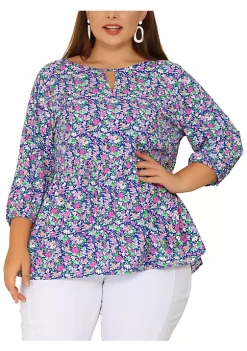 Agnes Orinda Plus Size Tops for Women, Chiffon Babydoll Keyhole 3/4 Sleeves Floral Top 17 Agnes Orinda Plus Size Tops for Women, Chiffon Babydoll Keyhole 3/4 Sleeves Floral Top -Agnes Orinda Store Belk 933