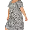 Agnes Orinda Women's Plus Size Short Sleeve Relaxed Fit Floral Midi Dress -Agnes Orinda Store Belk 934