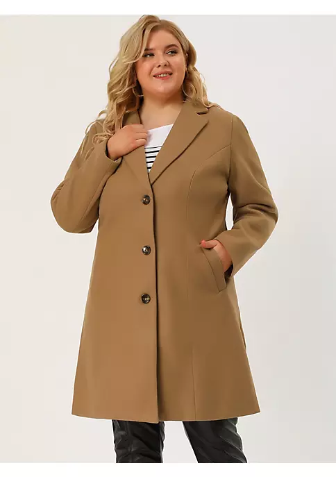 Agnes Orinda Women's Plus Size Winter Coats Elegant Notched Lapel Single Breasted Trench Coat 6 Agnes Orinda Women's Plus Size Winter Coats Elegant Notched Lapel Single Breasted Trench Coat - Image 4
