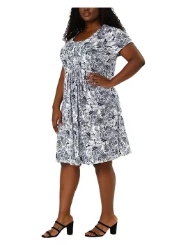 Agnes Orinda Women's Plus Size Short Sleeve Relaxed Fit Floral Midi Dress -Agnes Orinda Store Belk 941