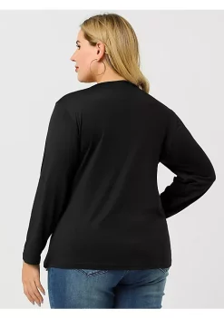 Agnes Orinda Women's Plus Size Mesh Tops, Elegant Floral Long Sleeve Blouse -Agnes Orinda Store Belk 954