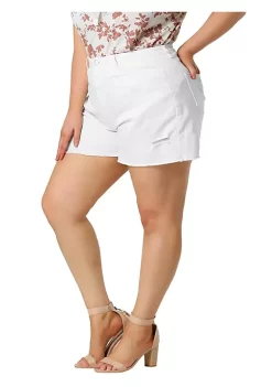 Agnes Orinda Women's Plus Size Denim Shorts High Waisted Raw Hem Stretched Distressed Jean Shorts -Agnes Orinda Store Belk 965