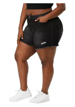 Agnes Orinda Women's Plus Size Denim Shorts High Waisted Raw Hem Stretched Distressed Jean Shorts -Agnes Orinda Store Belk 970