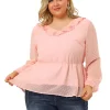 Agnes Orinda Women's Plus Size Peplum Tops, V Neck Ruffle Polka Dots Blouses -Agnes Orinda Store Belk 993