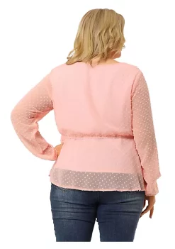 Agnes Orinda Women's Plus Size Peplum Tops, V Neck Ruffle Polka Dots Blouses -Agnes Orinda Store Belk 997